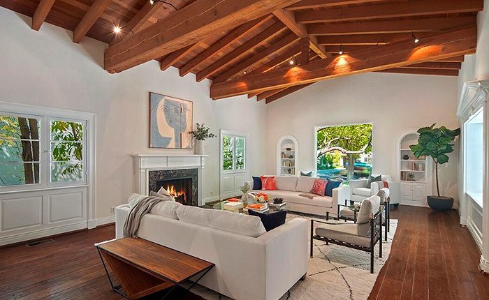 Grand Beverly Hills Flats Spanish Estate living room
