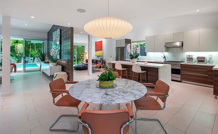 Open floor plan of a BHPO Mid Century Modern home.