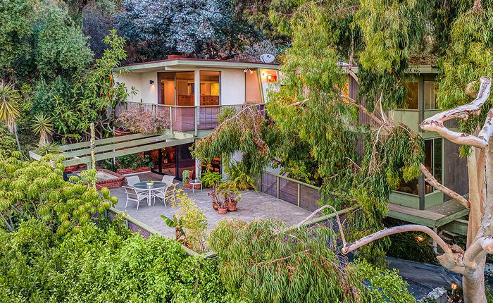 Sunset Strip Mid Century Modern home with cantilevered deck.