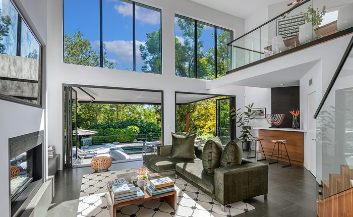 Contemporary Modern Hollywood Hills Estate with double height ceiling.
