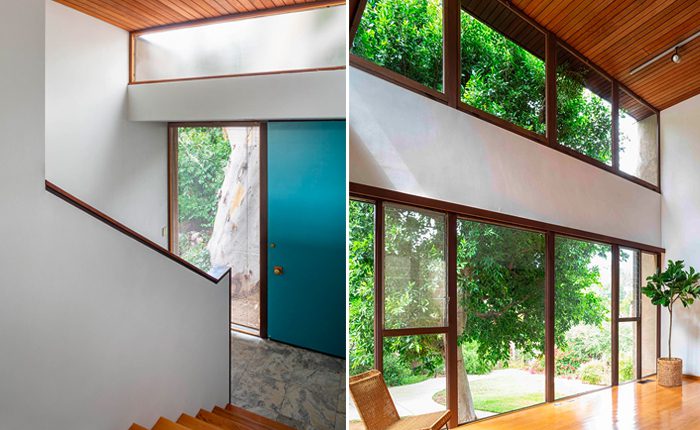 Highland Park architectural home with double height ceiling by architect Miller Fong