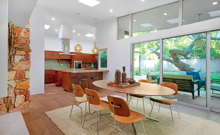 Interior of the Nichols Canyon Mid Century Modern home by architect Edward Fickett and Jack Weisskopf