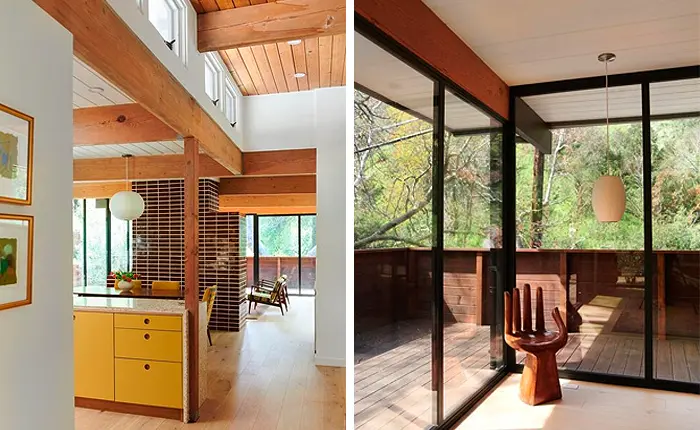 Interiors of Matt Kivlin Mandeville Canyon post and beam architectural home