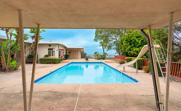 Baldwin Vista Mid Century Modern house with oversized pool.
