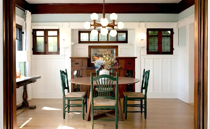 Craftsman home in Los Angeles dining room with built-in details