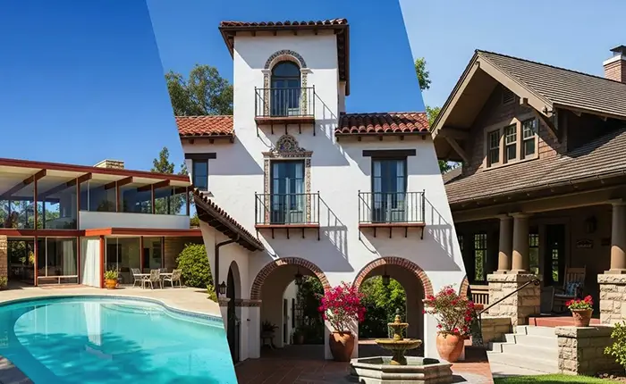 Collage of Mid Century, Spanish & Craftsman homes
