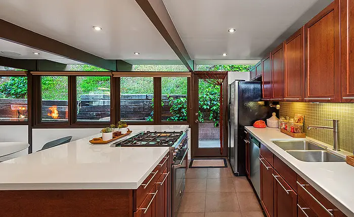 Preserved Buff and Hensman home exterior in Pasadena showing post-and-beam modernist architecture