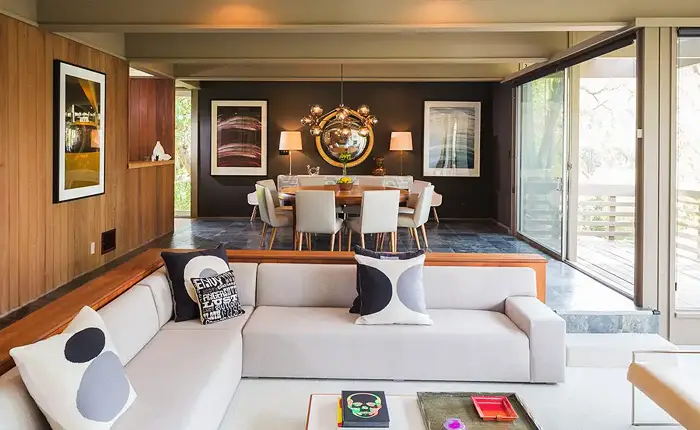 Ray Kappe mid-century modern interior with post-and-beam construction