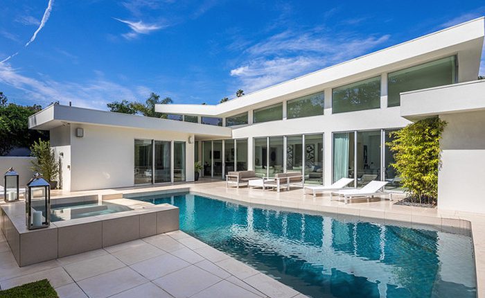 View from the pool of this Beverly Hills Mid-Century home